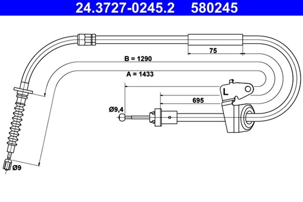 Bremsseil Seilzug Feststellbremse ATE 24.3727-0245.2 FüR Mini R53 R50 R52 Cooper-image