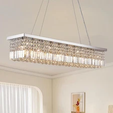 Modern Rectangle K9 Crystal Chandelier for Dining Room 10-Light Contemporary ...