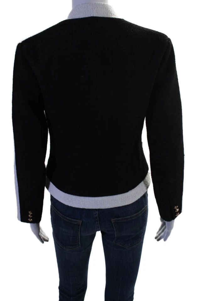 Chaqueta Blazer Central Park West Para Mujer Dos Tonos Frente Abierto Negra Talla XS Foto 4 de 4