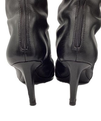 JIL SANDER Pointed-toe leather long boots black ポインテッドトゥ