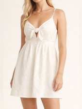 NWT Old Navy Womens Linen Blend Tie Front Mini Dress Ivory Sz Medium