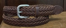 Old Navy Kids Brown Woven Leather Belt Sz L/32 1-1/8  Wide GUC