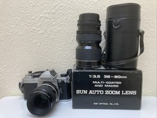 Vintage NIKON FM 35mm Film Camera w/ Nikkor 55mm f2.8 Lens Japan Plus 90mm Zoom!