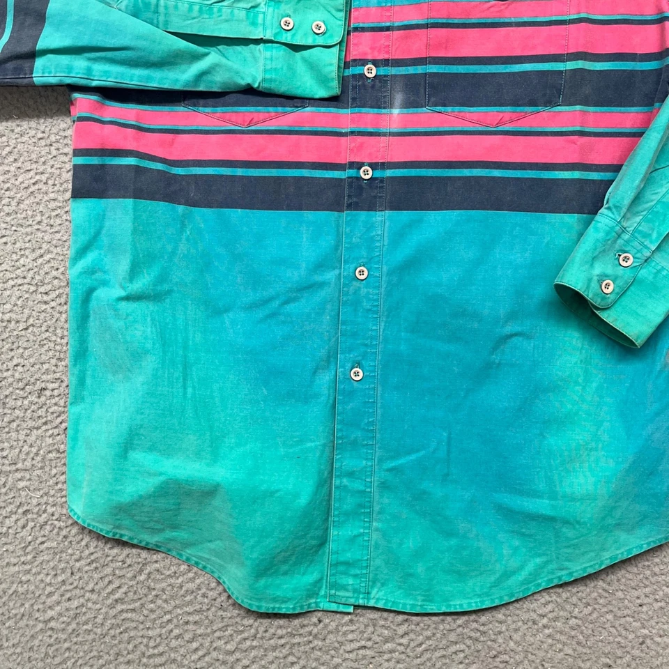 Camisa Western De Colección Frontier Series Para Hombres 16-16.5 Azul Rayas Vaquero del Suroeste Foto 3 de 4