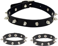 3pcs punk accessories Choker Necklace and spiky bracelet for women men, punk jew