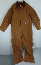Carhartt Jumpsuit Coveralls Mens 52 Regular Lined Quilted Red Snap Zip 996QZR