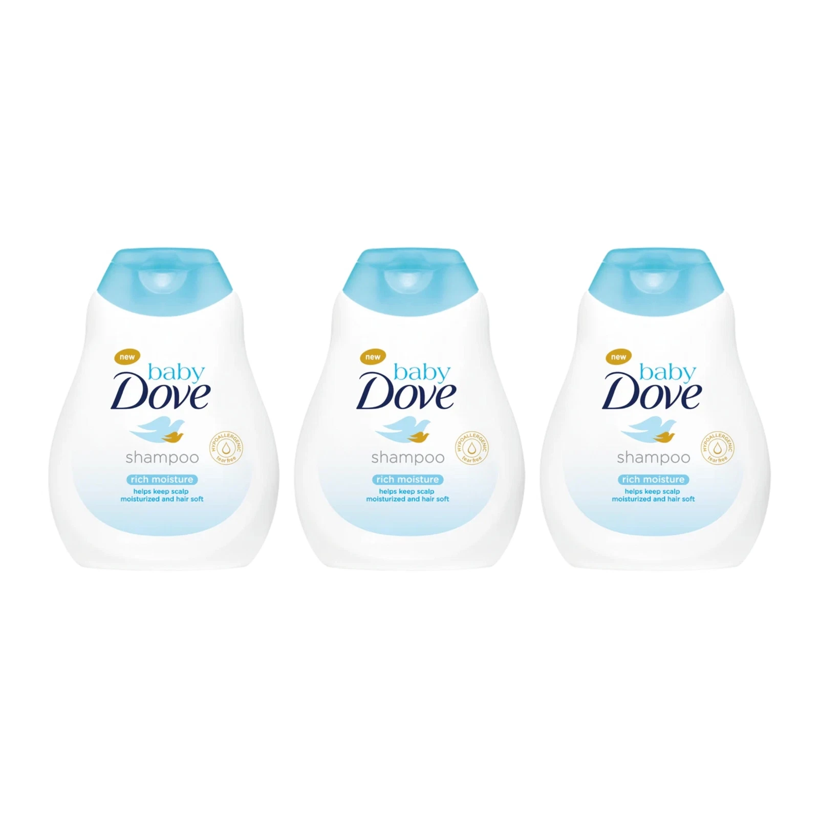 Baby Dove Rich Moisture Shampoo 100% Skin Natural Nutrients, 200ml (Pack of 3)