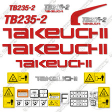 Fits Takeuchi TB235-2 Decal Kit Mini Excavator - 7 YEAR OUTDOOR 3M VINYL!