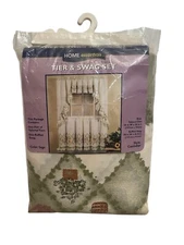 Home Essentials Kmart Vintage Tier & Swag Curtain Set Castle Bar Style Sage 