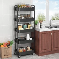 5 Tier Kitchen Cart Rolling Utility Storage Island Stand Rack Bathroom Cabinet