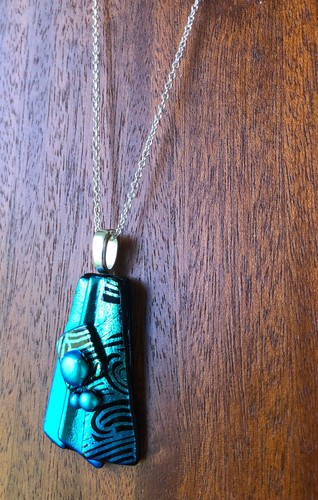 Artisan Aurora Borealis Dark Sky Blue-Green Shimmer Anhänger & Sterling Kette - Bild 19 von 24