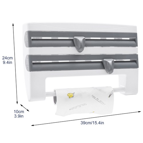 4in1 Wandrollenhalter, Küchenrollenhalter Alufolien Folienschneider Küchenpapier - Bild 2 von 7