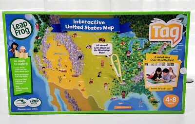 NEW Leap Frog Interactive United States Map Tag Reading System Double Sided