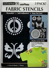 Butterfly Heart Flower Fabric Stencils 3-Pack Apparel Design Arts Crafts Kids