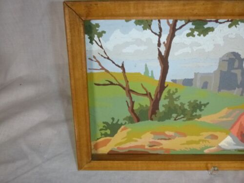 Vtg 1958 Craftint Paint By Number Painting Jesus Meditation 17x9" - Picture 4 of 7