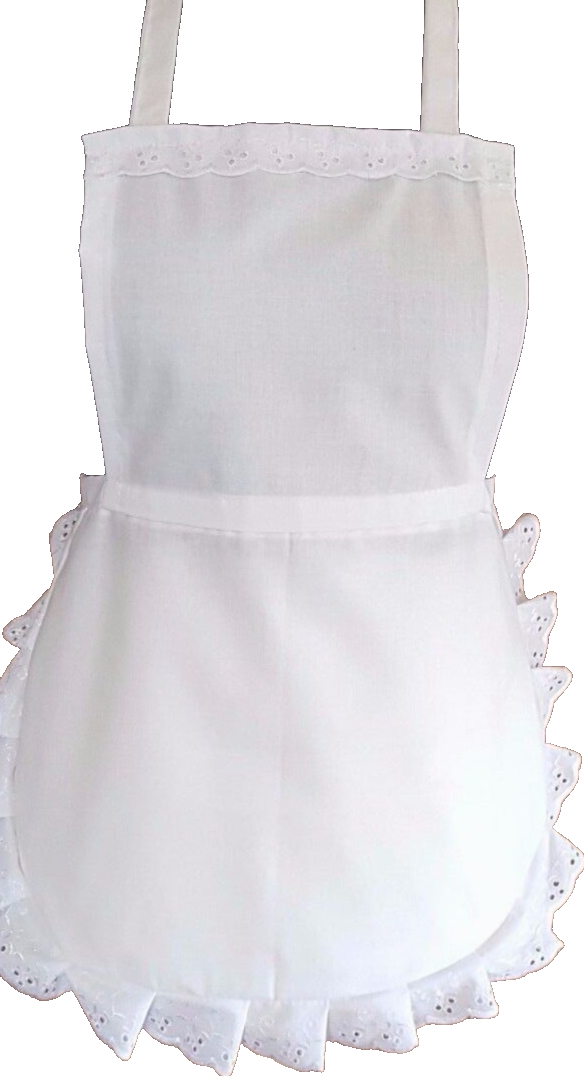 GIRLS WHITE FULL APRON embroidery anglaise VICTORIAN GIRLS WHITE FULL APRON embroidery anglaise VICTORIAN