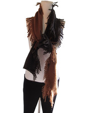clansman collection Scotland fringe scarf pure new wool 64" X 12" brown blue