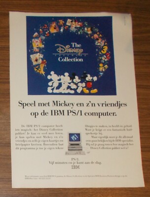 Seltene Werbung IBM PS/1 Personal Computer The Disney Collection #1 1992