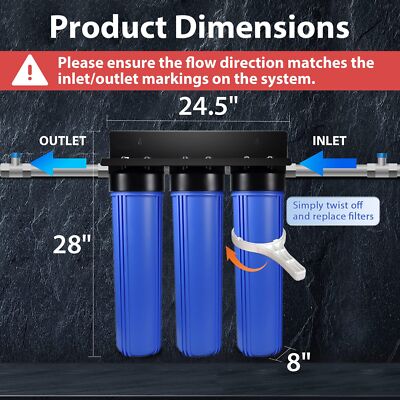 3-Stufen 20'' Filtergehäuse Trinkwasserfilter Wasserfilter für BIG Blue mit 1'' IG