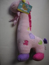 Giraffe Baby Rattle, Pink 14", Plush, By Linzy Toys, Brand New