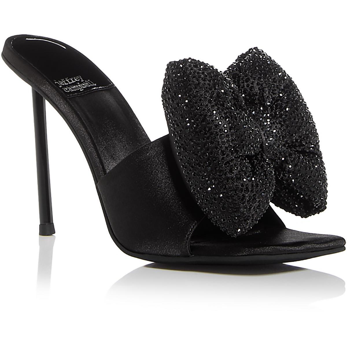 Женские туфли Jeffrey Campbell с бантом и черными атласными каблуками на среднем каблуке 6,5 (B,M) BHFO 6323