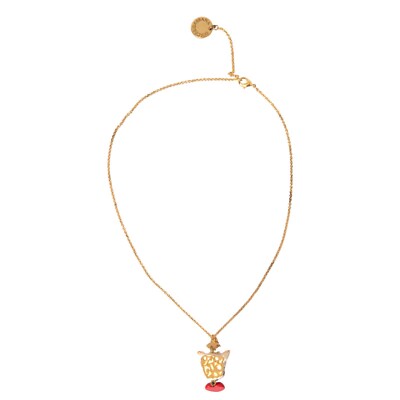 DOLCE & GABBANA Necklace Gold Brass Chain Dog Heart Pendant