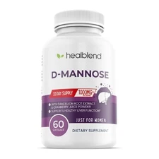 D-Mannose 1000mg Capsules with Cranberry & Dandelion Extracts for Liver Health