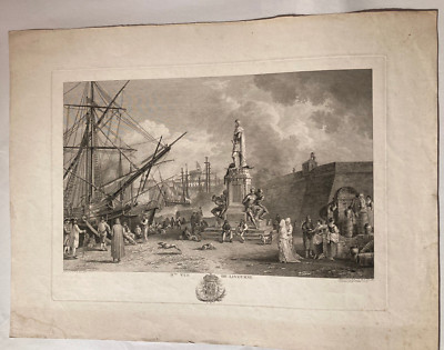 Livorno Italien Kupferstich I.ere Vue de Livourne  DUNKER ANTON BALTHASAR 1778