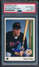 1989 UPPER DECK #742 STEVE FINLEY RC rookie signed auto PSA/DNA very tough blue