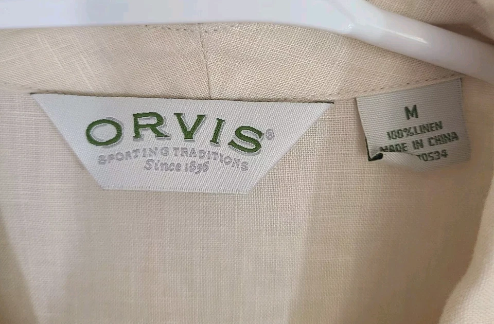 Orvis женщин кремовый льняной на пуговицах Топ / юбка комплект Med вышивка льна - Изображение 2 из 4
