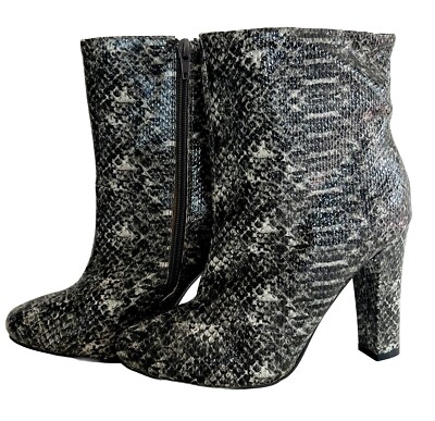 Very Volatile 6.5 Faux-Snake Skin Heel Boots Side Zip Women's Footwear HW1