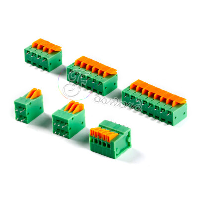 PCB Terminal Block Connector Spring PCB Mount 2.54/5.08mm Pitch 2 3 4 5 6 7 8PIN