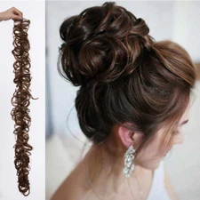 Curly Wavy Twirl Messy Bun Scrunchie Natural Hair Extensions Long Pontail 32inch