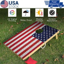 3'x2' Cornhole Board Bag Toss Game Set Wooden American Flag for Outdoor US STOCK