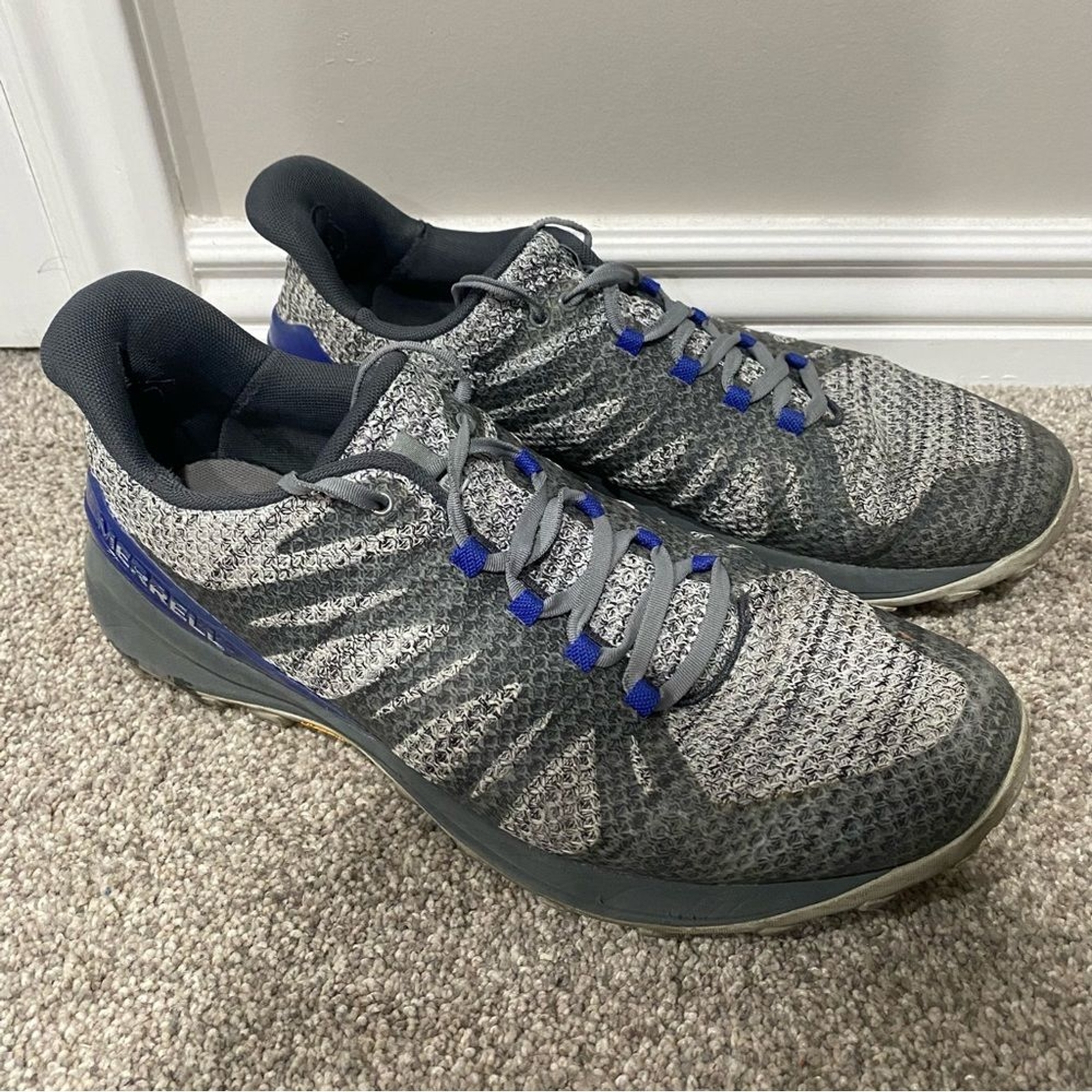 MERRELL MOMOTOUS J48835 Scarpe da trail running da uomo lavorate a maglia grigio blu taglia 11 5