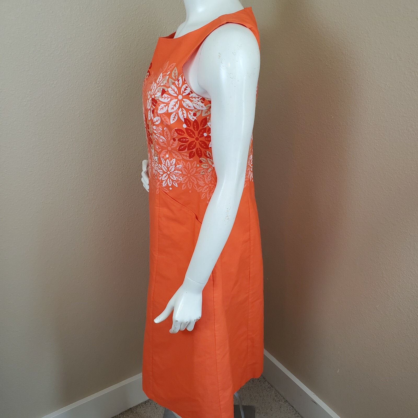 PENDLETON Orange Floral Lined Cotton Sleeveless D… - image 4