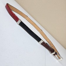 Brighton Belt 32 ML Multi Color Croc Pattern 43700 Leather Silver Buckle Western