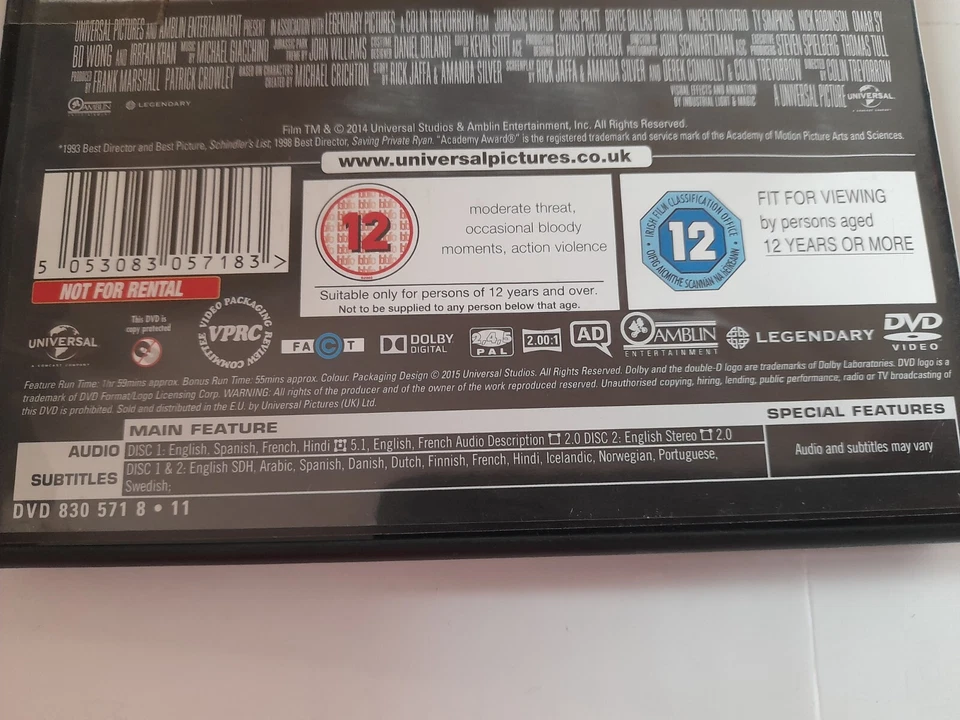 Jurassic World (DVD, 2015, 2 Disc Edition)- Special Features/Deleted Scenes - Image 4 of 4