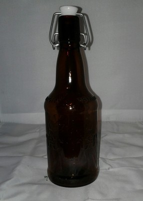 Download Growler Beer Bottle Porcelain Lid Germany Amber Glass Antique Ebay