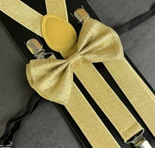 Shinny Sparkle Champagne Gold - Bow Tie & Suspenders (new)