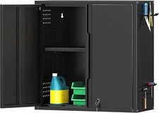 Metal Garage Wall Mounted Storage Cabinet w/Locking & Shelf 26''H Small Cabinet 