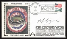 MARK GRACE Autograph Signed Gateway Silk Cachet FDC Wrigley Field 1st Night 1988