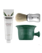 Proraso White Shaving Cream 150ml Tube+Shaving Bowl+Large Chrome Brush Gift Set