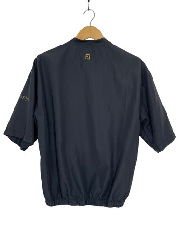 Footjoy Mens Golf jacket windbreaker rain V Neck Short Sleeve Black Small Logo - Picture 10 of 10