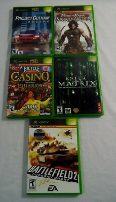Lot of 5 Preowned XBox Games Prince of Persia Racing Casino Matrix Battlefield