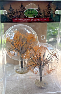 Enchanted Forest Lemax Village Orange Blossom Trees Set 2  04497 4'' NIP