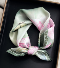 100 Mulberry Silk Scarf 53X53cm Women Square Bandana Wrap Butterfly and Flower