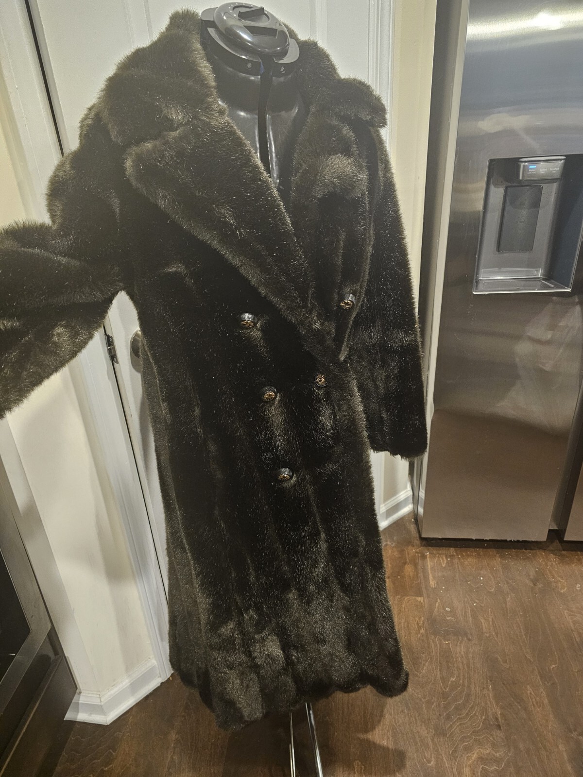 Vintage Royal Minke By Hillmoor BrownBlack Faux Fur Trench Coat Medium