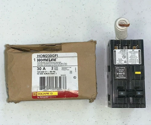 NEW Square D HOM HOM230GFI 2 Pole 30 Amp 240V Ground Fault GFI Circuit Breaker