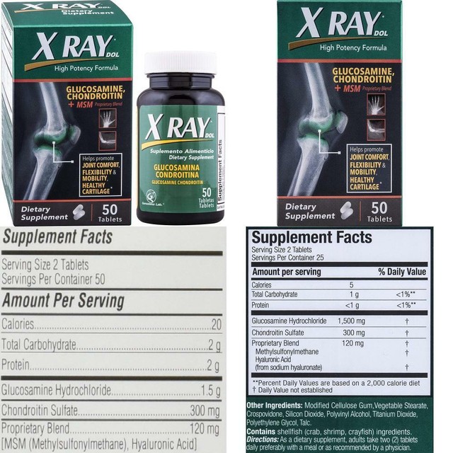 XRAY Dol Glucosamine Supplement Tablets, 50Count Single eBay